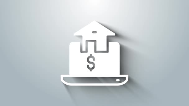 White Online Immobilien Haus Browser Symbol Isoliert Auf Grauem Hintergrund — Stockvideo