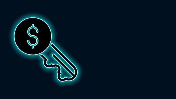 Žhnoucí Neonová Čára Pronájem Klíče Ikona Izolované Černém Pozadí Koncept — Stock video