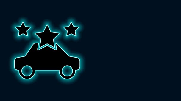 Gloeiende Neon Lijn Auto Delen Pictogram Geïsoleerd Zwarte Achtergrond Autodelen — Stockvideo