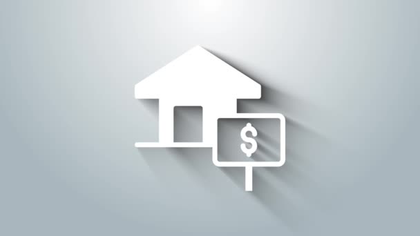 Bílý Dům Ikonou Dolar Symbol Izolované Šedém Pozadí Domov Peníze — Stock video