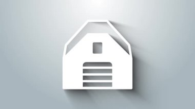 Gri arkaplanda beyaz garaj simgesi izole edildi. 4K Video hareketli grafik canlandırması.