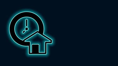 Parlayan neon hattı Zaman siyah arkaplanda izole edilmiş para simgesidir. Para zamandır. Etkili zaman yönetimi. Zamanı paraya çevir. 4K Video hareketli grafik canlandırması.