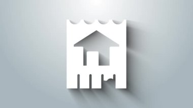 Beyaz Saray simgesi gri arka planda izole edildi. Ev sembolü. 4K Video hareketli grafik canlandırması.