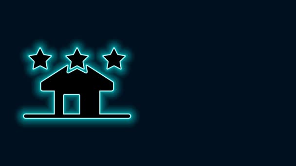 Glowing Neon Line House Icon Isolated Black Background Real Estate — Stock Video