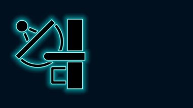 Parlayan neon hattı Radar simgesi siyah arkaplanda izole edildi. Arama sistemi. Uydu sinyali. 4K Video hareketli grafik canlandırması.