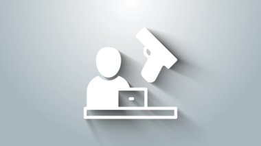 Beyaz Suçlar haber simgesi gri arka planda izole edildi. 4K Video hareketli grafik canlandırması.