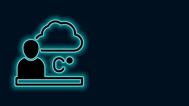 Glowing Neon Line Weather Forecast Icon Isolated Black Background Video — Stock Video