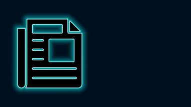Parlayan neon hattı haber simgesi siyah arkaplanda izole edildi. Gazete tabelası. Kitle iletişim sembolü. 4K Video hareketli grafik canlandırması.