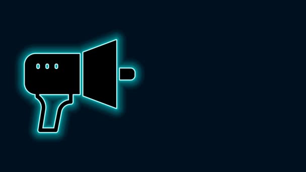 Świecąca Neonowa Ikona Megafon Odizolowana Czarnym Tle Znak Mówcy Animacja — Wideo stockowe