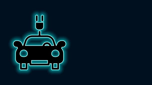 Glödande Neon Line Elektrisk Bil Och Elektrisk Kabel Kontakt Laddnings — Stockvideo