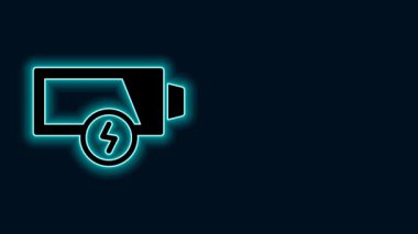 Parlayan neon hattı Batarya şarj seviyesi göstergesi simgesi siyah arkaplanda izole edildi. 4K Video hareketli grafik canlandırması.