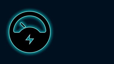 Parlayan neon hattı Ampere metre, multimetre, voltmetre simgesi siyah arkaplanda izole edildi. Elektrik akımını ölçmek için araçlar. 4K Video hareketli grafik canlandırması.
