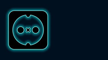 Parlayan neon hattı elektrik çıkış simgesi siyah arkaplanda izole edildi. Elektrik prizi. Rosette sembolü. 4K Video hareketli grafik canlandırması.