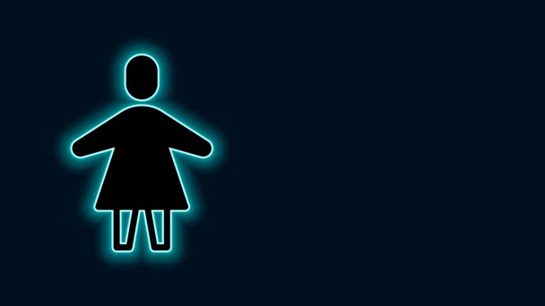 Glödande Neon Line Kvinnlig Ikon Isolerad Svart Bakgrund Venus Symbol — Stockvideo