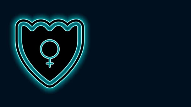 배경에 고립된 아이콘 Glowing Neon Line Gender Shield 비디오 그래픽 — 비디오