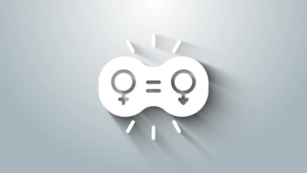White Gender Equality Icon Isolated Grey Background Equal Pay Opportunity — Stock Video