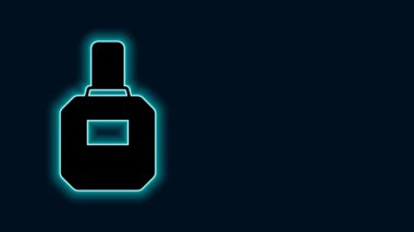 Parlayan neon hattı losyon ikonu siyah arkaplanda izole edildi. Parfüm spreyi ikonu. Erkek parfüm şişesi. 4K Video hareketli grafik canlandırması.