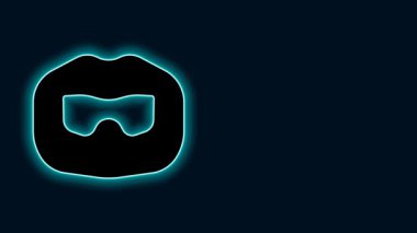 Parlak neon çizgili bıyık ve sakal simgesi siyah arkaplanda izole edilmiş. Berber dükkanı sembolü. Yüz kılı stili. 4K Video hareketli grafik canlandırması.
