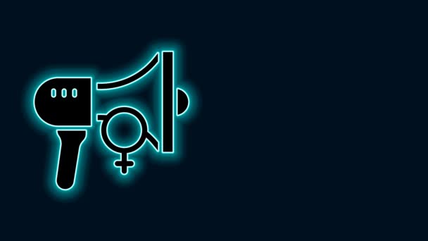 Parlak Neon Hattı Kadın Hareketi Afişi Pankart Ikonu Olan Feminist — Stok video