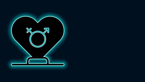 Świecąca Neonowa Ikona Płci Odizolowana Czarnym Tle Symbole Mężczyzn Kobiet — Wideo stockowe