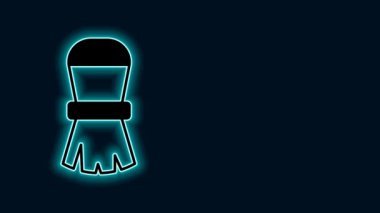 Parlak neon çizgisi, siyah arkaplanda traş fırçası simgesi izole. Berber dükkanı sembolü. 4K Video hareketli grafik canlandırması.