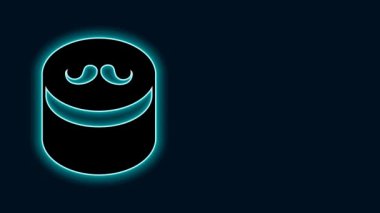 Siyah arka planda izole edilmiş saç tasarımı ikonu için parlak neon çizgisi jölesi ya da balmumu. Saç kozmetiği. Saç ve bıyık şekillendirmek için kavanoz ve ürün. 4K Video hareketli grafik canlandırması.