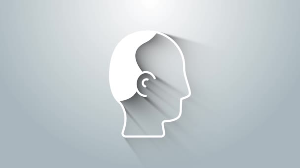 Icono Calvicie Blanca Aislado Sobre Fondo Gris Alopecia Animación Gráfica — Vídeos de Stock