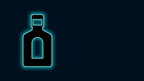 Zářící Neonová Čára Láhev Šamponu Ikony Izolované Černém Pozadí Grafická — Stock video