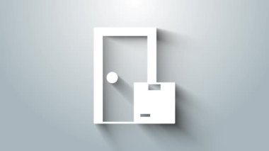 Beyaz Ev Servis simgesi gri arka planda izole edildi. 4K Video hareketli grafik canlandırması.