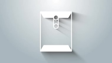 White Envelope icon isolated on grey background. Received message concept. New, email incoming message, sms. Mail delivery service. 4K Video motion graphic animation.