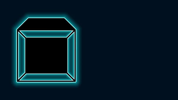 Zářící Neonová Čára Kartónová Krabice Ikona Izolované Černém Pozadí Krabice — Stock video