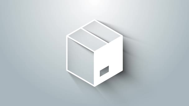 Icono Caja Cartón Blanco Aislado Sobre Fondo Gris Caja Paquete — Vídeos de Stock