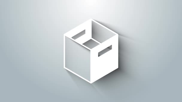 Icono Caja Cartón Blanco Aislado Sobre Fondo Gris Caja Paquete — Vídeo de stock