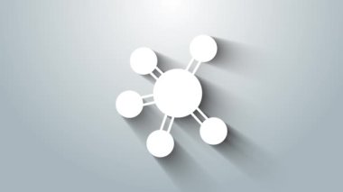 Beyaz Proje ekip taban simgesi gri arkaplanda izole edildi. İş analizi ve planlama, danışmanlık, takım çalışması, proje yönetimi. 4K Video hareketli grafik canlandırması.