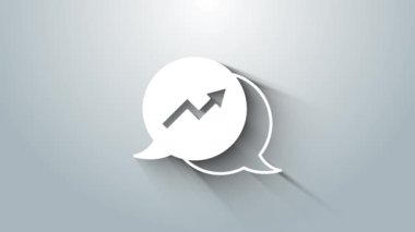 Beyaz Finansal büyüme ikonu gri arka planda izole edildi. Gelirleri arttırıyorum. 4K Video hareketli grafik canlandırması.