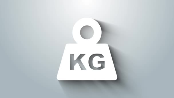 White Weight Icon Isolated Grey Background Kilogram Weight Block Weight — Video Stock