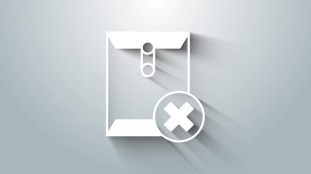 Weiß Umschlagsymbol Löschen Isoliert Auf Grauem Hintergrund Löschen Oder Fehlerschreiben — Stockvideo