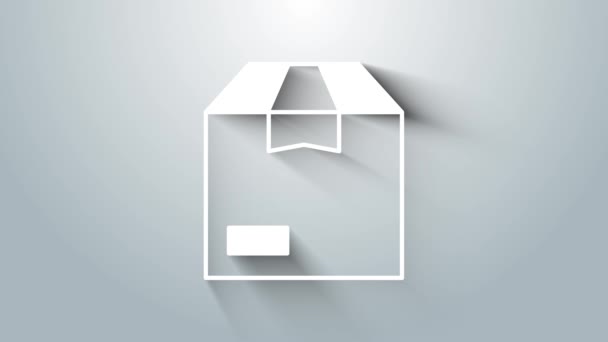 Weißes Pappkartonsymbol Isoliert Auf Grauem Hintergrund Box Paket Paketschild Lieferung — Stockvideo