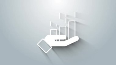 Beyaz Finansal büyüme ikonu gri arka planda izole edildi. Gelirleri arttırıyorum. 4K Video hareketli grafik canlandırması.