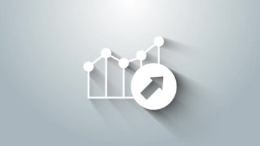 Beyaz Finansal büyüme ikonu gri arka planda izole edildi. Gelirleri arttırıyorum. 4K Video hareketli grafik canlandırması.
