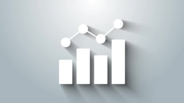 Beyaz Finansal büyüme ikonu gri arka planda izole edildi. Gelirleri arttırıyorum. 4K Video hareketli grafik canlandırması.