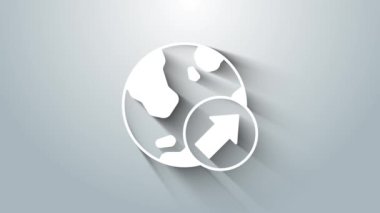 Beyaz Finansal büyüme ikonu gri arka planda izole edildi. Gelirleri arttırıyorum. 4K Video hareketli grafik canlandırması.