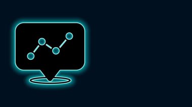 Parlak neon çizgisi Grafik, çizelge, grafik, diyagram, bilgi grafiği, turta grafik simgesi siyah arkaplanda izole edildi. 4K Video hareketli grafik canlandırması.