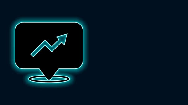 Glowing Neon Line Financial Growth Increase Icon Isolated Black Background — Stock Video
