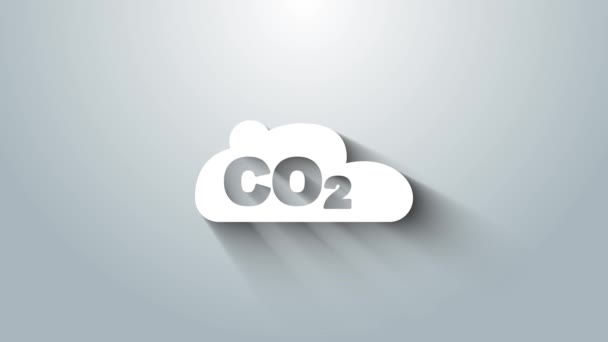 Emisiones Co2 Blanco Icono Nube Aislado Sobre Fondo Gris Fórmula — Vídeo de stock