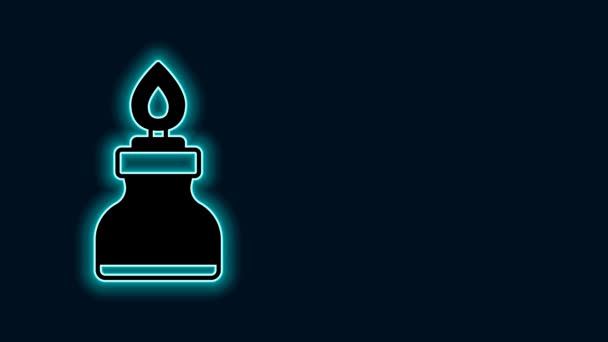 Leuchtende Leuchtschrift Alkohol Oder Spiritusbrennersymbol Isoliert Auf Schwarzem Hintergrund Chemische — Stockvideo