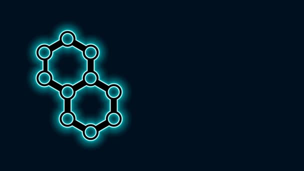 发光的霓虹灯线图标孤立在黑色背景 化学分子的结构 科学教师创新教育海报 4K视频运动图形动画 — 图库视频影像