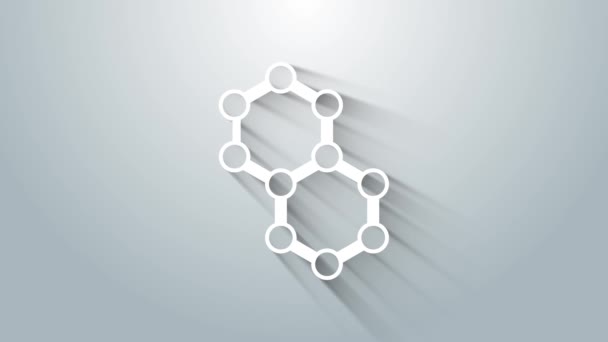 Иконка Белой Молекулы Выделена Сером Фоне Структура Молекул Химии Преподаватели — стоковое видео
