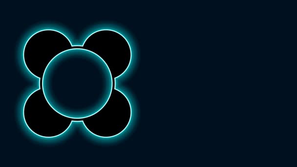 Gloeiende Neon Lijn Molecule Pictogram Geïsoleerd Zwarte Achtergrond Structuur Van — Stockvideo
