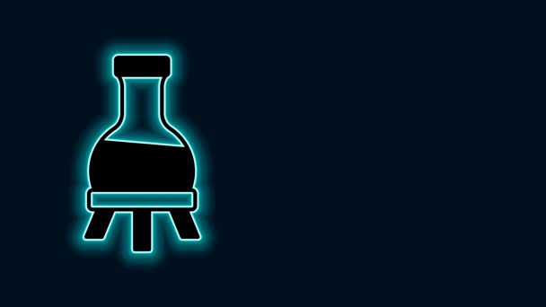 Leuchtende Neon Line Reagenzglas Und Kolben Chemischen Labortest Symbol Isoliert — Stockvideo